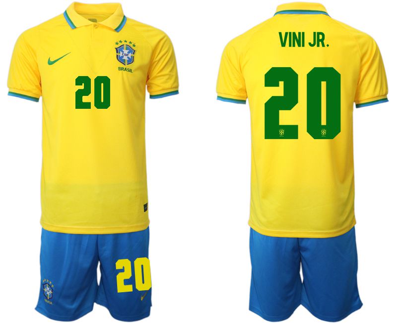 Men 2022 World Cup National Team Brazil home yellow #20 Soccer Jersey